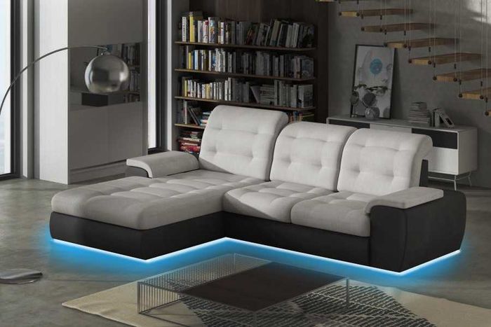 Wohnlandschaft Couch Polster Textil Stoff Leder Sitz Garnitur Eck Schlafsofa C7