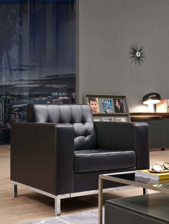 Designer Sessel 1 Sitzer Leder Luxus Lougne Sofa Chesterfield Büro Einrichtung