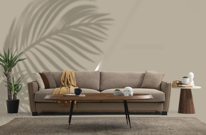 Sofa 4 Sitzer Viersitzer Modern Stoff Beige Sofas Design Wohnzimmer