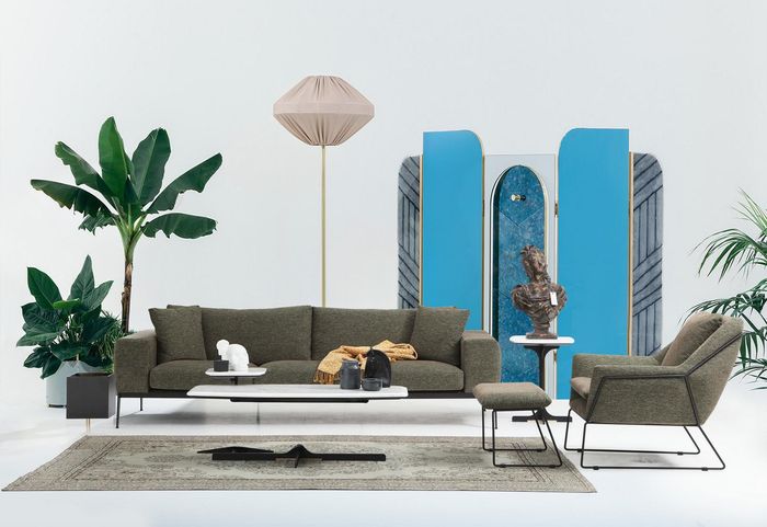 Moderne Sofagarnitur Dreisitzer Sessel Sofa Couch Stoffmöbel Gruppe Set