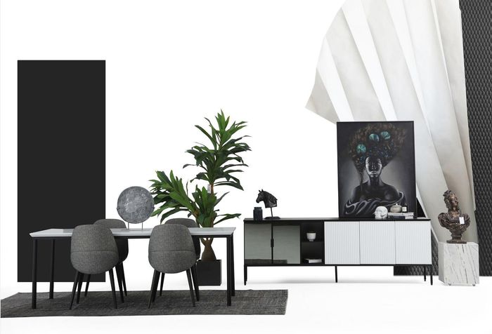 *Esszimmer Gruppe Esstisch Stühle Sideboard Tisch Holz Set 6tlg Weiß
