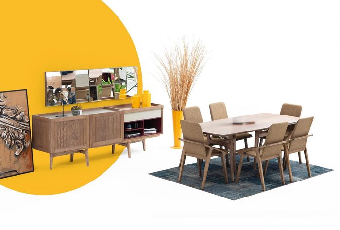 Esszimmer Gruppe Esstisch Stühle Tisch Holz Set 7tlg Braun Tische Neu