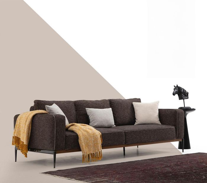 Dreisitzer Sofa 3 Sitzer Stoff Modern Sofas Design Wohnzimmer Grau