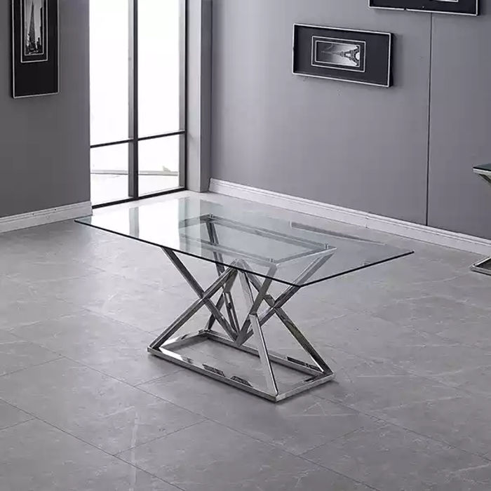 Designer Esszimmer Moderner Glastisch Edelstahltische Edelstahlgestell