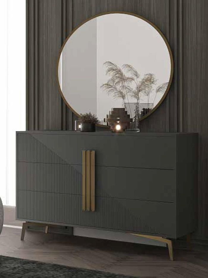 Modern Sideboard Holz Kommode Grau Schrank Schränke Luxus Italienische Neu-