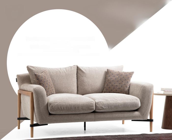 Wohnzimmer Zweisitzer Sofa 2 Sitzer Stoff Sofas Modern Design Grau