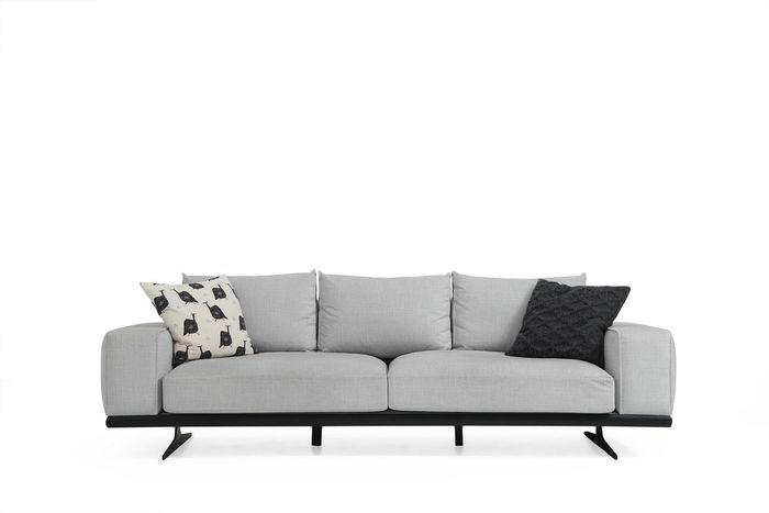 Zweisitzer Sofa 2 Sitzer Stoff Grau Modern Design Wohnzimmer Polyester