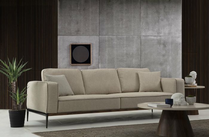 Sofa Viersitzer 4 Sitzer Stoff Sofas Modern Design Wohnzimmer Beige