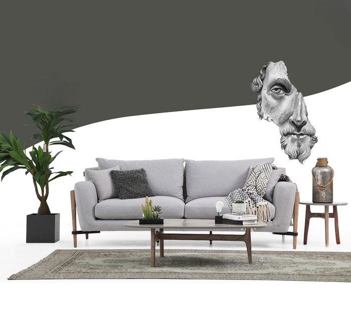 Zweisitzer Sofa 2 Sitzer Stoff Sofas Modern Design Wohnzimmer Grau