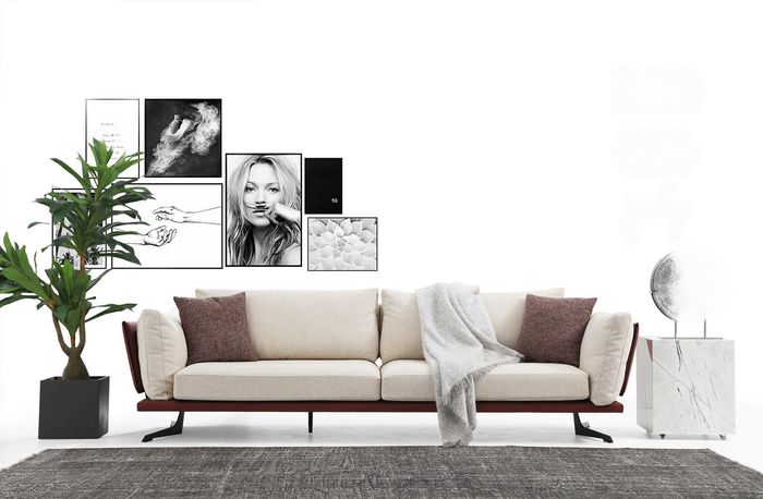 Viersitzer Sofa 4 Sitzer Stoff Beige Modern Design Wohnzimmer Luxus
