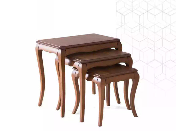 Beistelltisch 3х braun Wohnzimmer Möbel Material Edelstahl Design neu