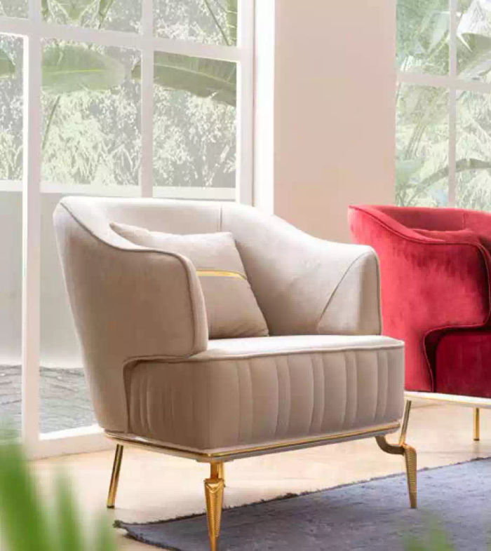 Wohnzimmer Sessel Möbel Drehsessel 1 Sitzer Moderne rot Design Textil