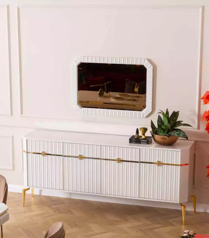 Sideboard Spiegel Design Möbel Konsole Holz Wohnzimmer Designer