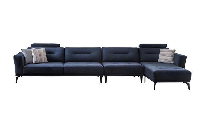 Massive Wohnzimmer L-Form Dunkelblau Ecksofa Modern Luxus Design