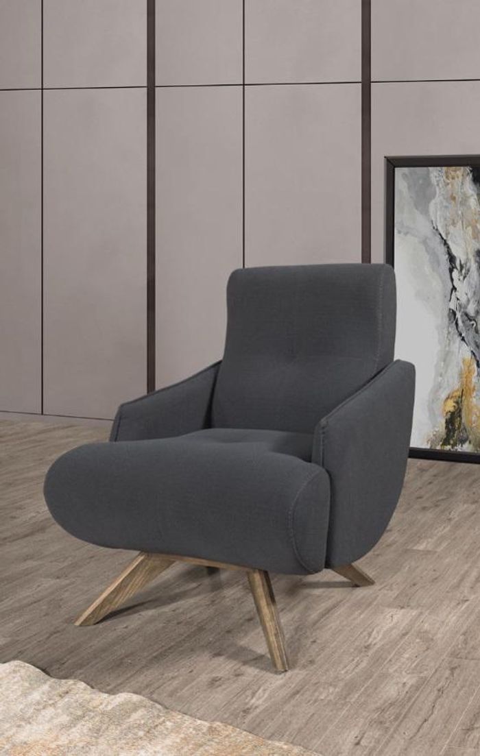 Grauer Loungesessel Designer Einsitzer Polster Sessel Wohnzimmer Möbel