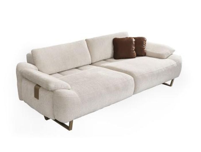 Weißes Stoffsofa Moderner Wohnzimmer Dreisitzer Luxus Polstercouchen