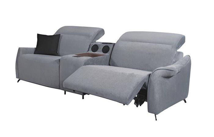 Graues Polster Sofa Designer 3-Sitzer Dreisitzer Mit Musikanlage Modern