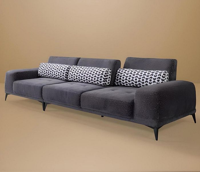 Grauer 4-Sitzer Wohnzimmer Luxus Couch Moderne Couch Polster Möbel Neu