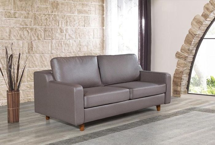 Graues Ledersofa Designer 3-Sitzer Wohnzimmer Couchen Polster Möbel