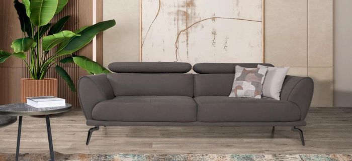 Grau Wohnzimmer Sofa Designer Polster Couchen Leder Sofas Holzgestell