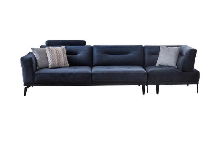 Modern 4-Sitzer Massive Luxus Sofa Blau Wohnzimmer Stoffsofa Design Modern