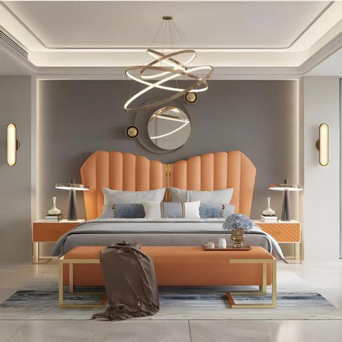 Bett Orange Doppelbett 180 x 200 Möbel Einrichtung Schlafzimmer Design Neu