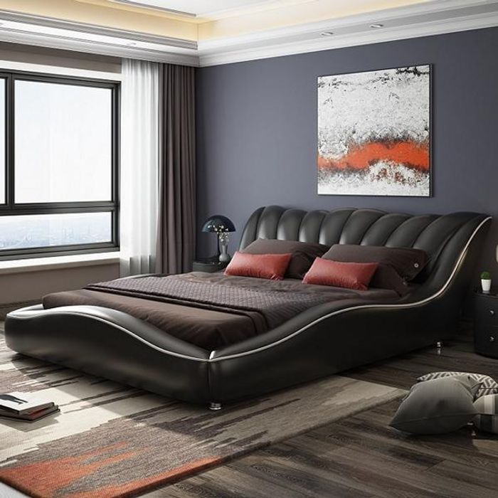 Bett Luxus 180x200 Schlafzimmer Kunstleder Möbel Modern Design Neu
