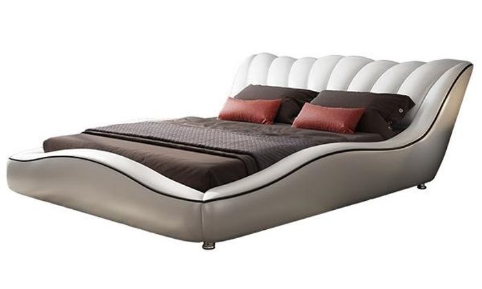 Bett Luxus 180x200 Weiß Schlafzimmer Kunstleder Möbel Modern Design Neu