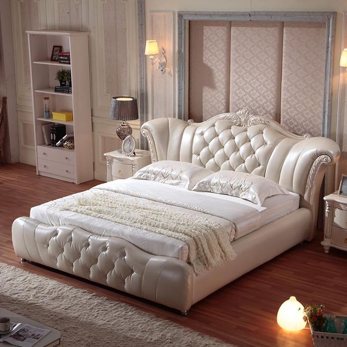 Design Chesterfield Bett Textil Samt Polster Leder Hotel Betten Schlafzimmer Neu