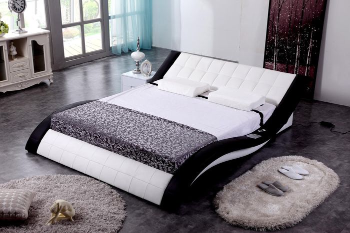 Bett Design Betten Digital USB Luxus Schlafzimmer Möbel Leder Doppel Hotel Sound