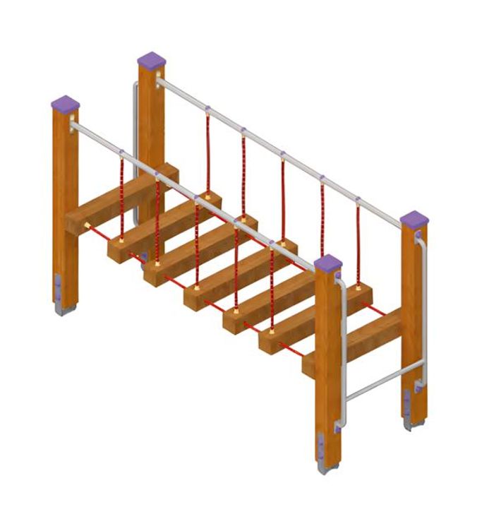 Spielplatz Spielbereich Balancierbrücke Schwebebalken Aktivplatz Wippbrücke