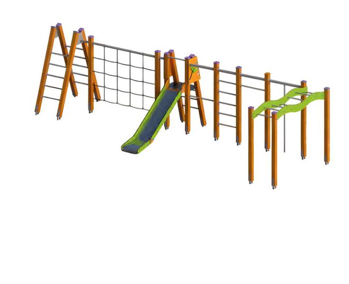 Abenteuerspielplatz Bewegungsparcours Klettergerüst Spielbereich Freizeitgelände