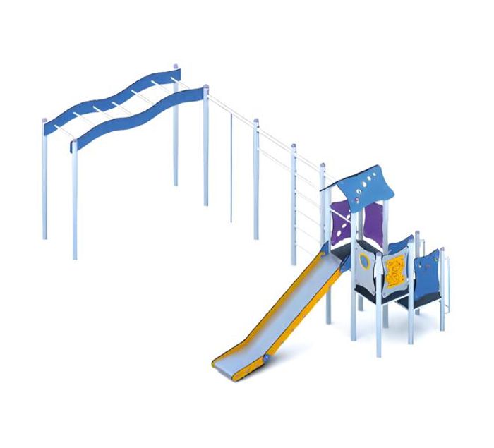 Spielplatz Rutschbahn Klettergerüst Spielbereich Bewegungsfläche Kletterpark