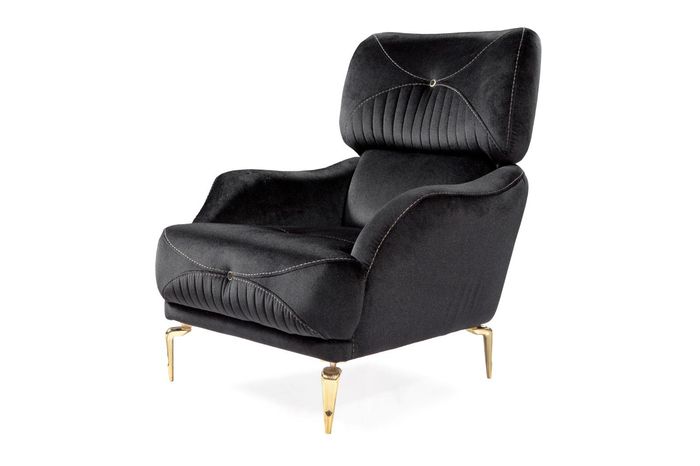 Designer Schwarzer Textil Sessel Einsitzer Modern Polster Möbel Wohnzimmer