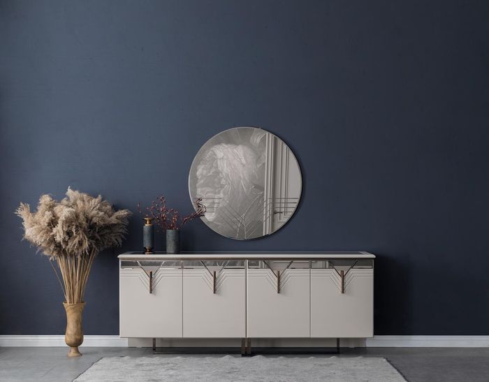 Sideboard Anrichte mit Spiegel Holzschrank Kommode Schrank Holz Weiß