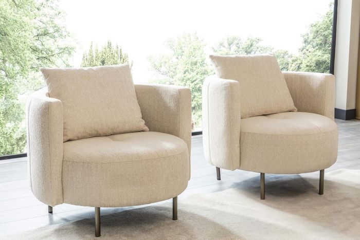 Beiger Textil Sessel Designer Clubsessel Cocktailsessel Polster Möbel
