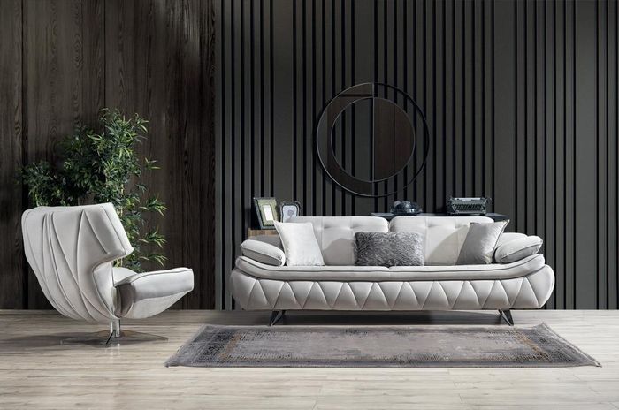 Wohnzimmer-Set 2tlg. 3-Sitzer Sofa mit Sessel Modern Design Stoffsofas