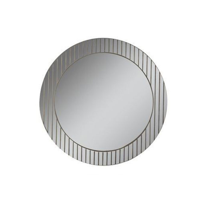 Grauer Rundspiegel Designer Flurspiegel Moderner Dekospiegel Luxus Möbel