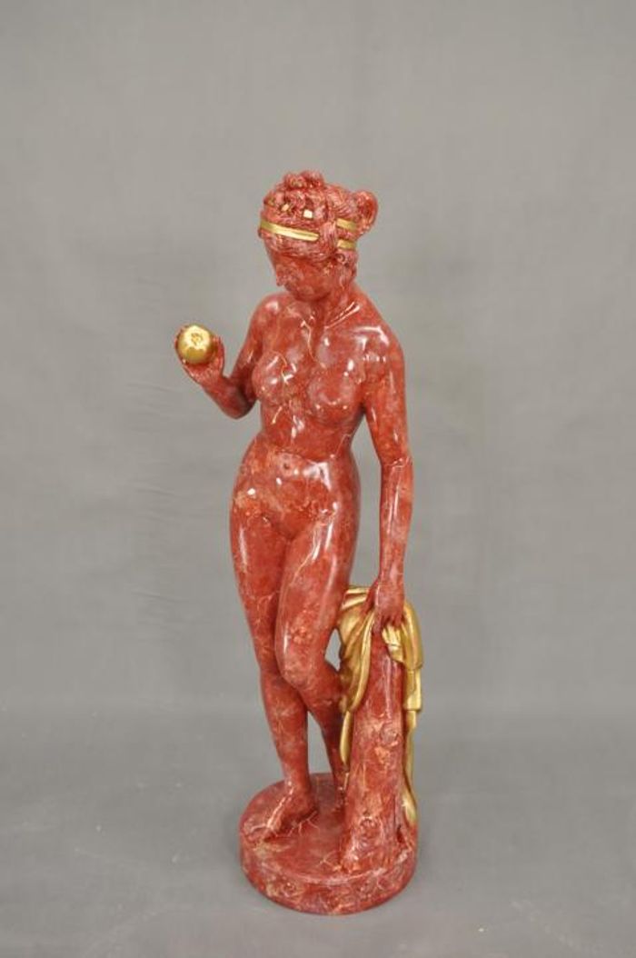 Antik Marmor Stil Statue Eva mit Apfel XXL Figur Statuen Skulptur Deko PG0010