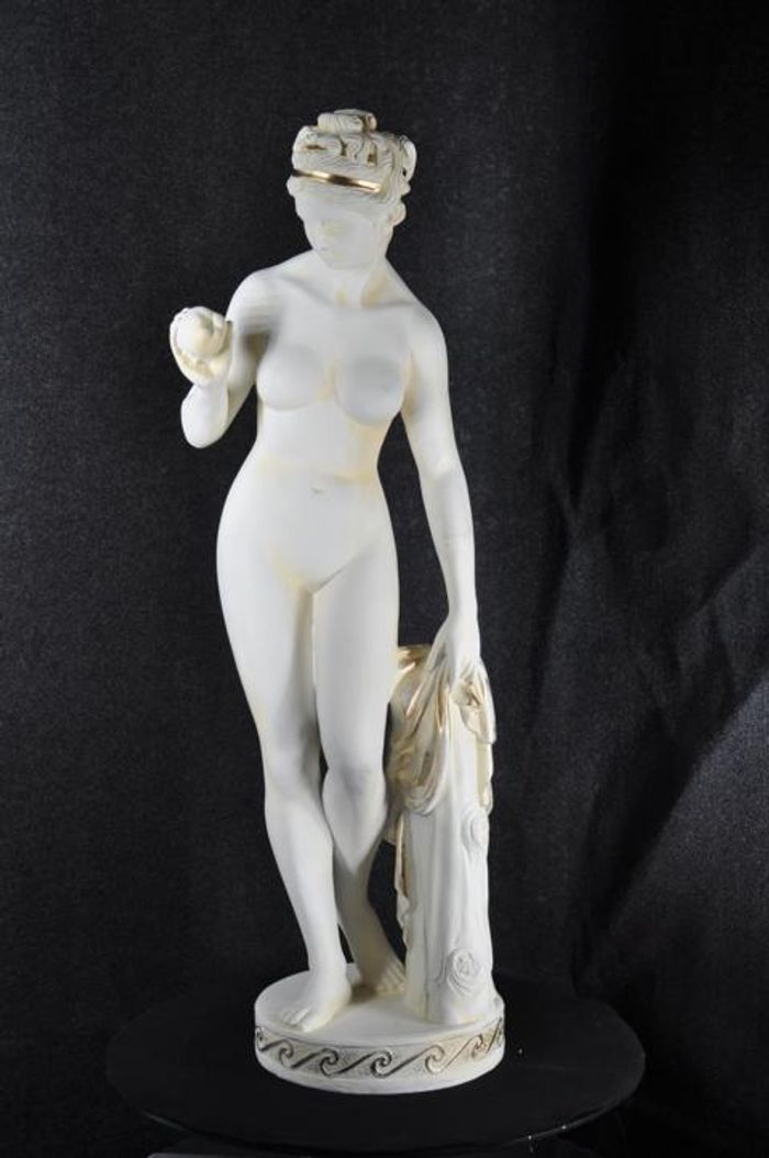 Antik Marmor Stil Statue Eva mit Apfel XXL Figur Statuen Skulptur Deko PG010