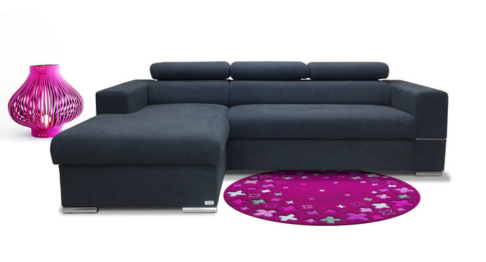Ecksofa L-Form Couch Design Polster Modern Textil Bettfunktion Bettkasten Stoff