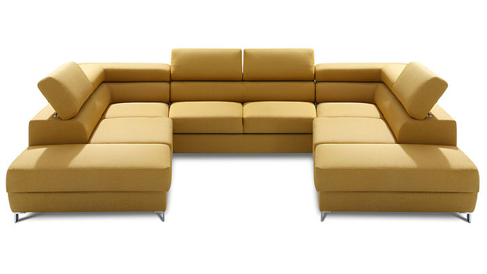 Wohnlandschaft Bettfunktion Stoff Ecksofa U-Form Sofa Couch Design Textil Sofas