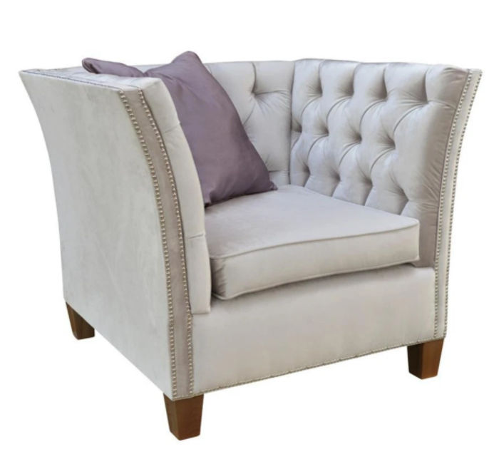 Sessel Textil Stoff Hell Grau Kreative Möbel Neu Wohnzimmer Modern Chesterfield