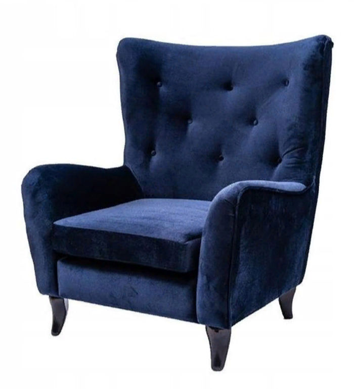Sessel Textil Stoff Chesterfield Samt Möbel Wohnzimmer Moderne Couchen Blau