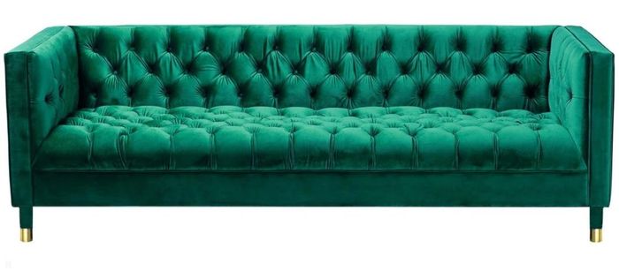 Grüne Dreisitzer Stoff Chesterfield Design Couchen Polster Sofa Wohnzimmer 230cm