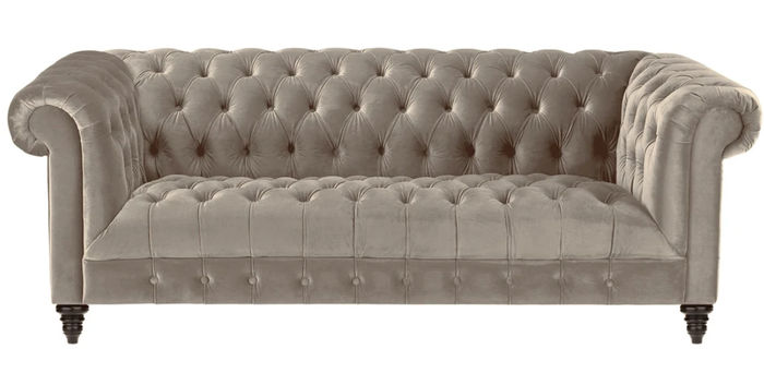 Beige Samt Couch Luxus Polster Chesterfield Möbel Sofa mit Knöpfen Dreisitzer
