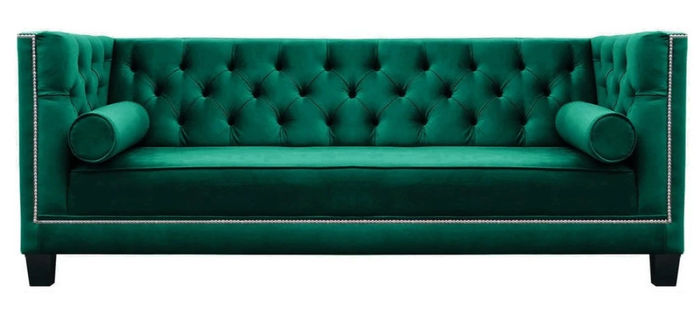 Luxus Grün Chesterfield Samt Dreisitzer Polster Möbel Hotel Wohnzimmer Praxis