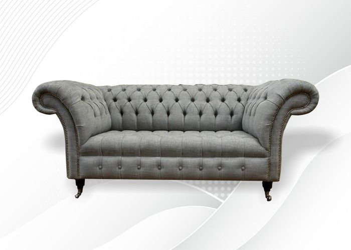 Textil Sofa Couch Zweisitzer Grau Einrichtung Lounge Club Sofas Couchen 2 Sitzer