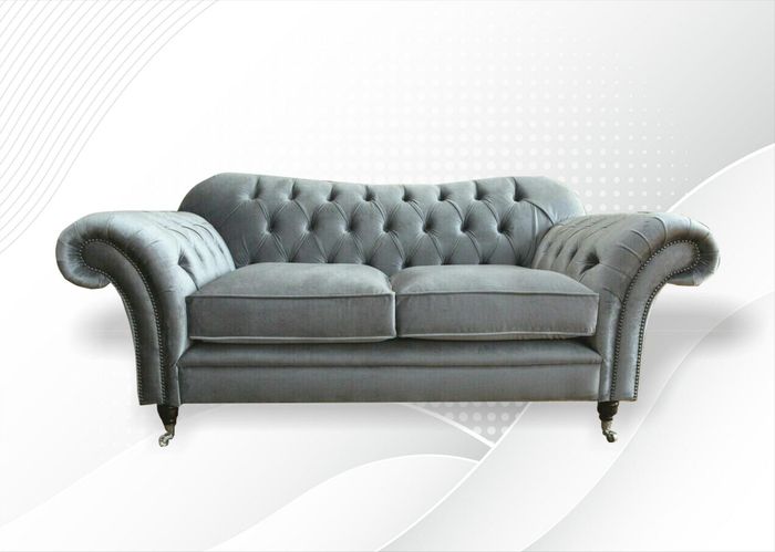 Chesterfield Textil Sofa 2 Sitzer Luxus Sofa Polster Sofas Design Stoffsofas Neu