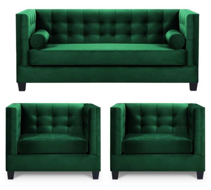 Sofagarnitur Couch Samt Polster couchen komplett set garnituren wohnzimmer grün